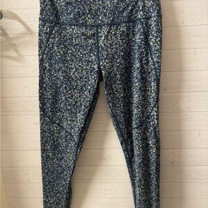 Sweaty Betty Navy and Yellow Patterned Power Leggings